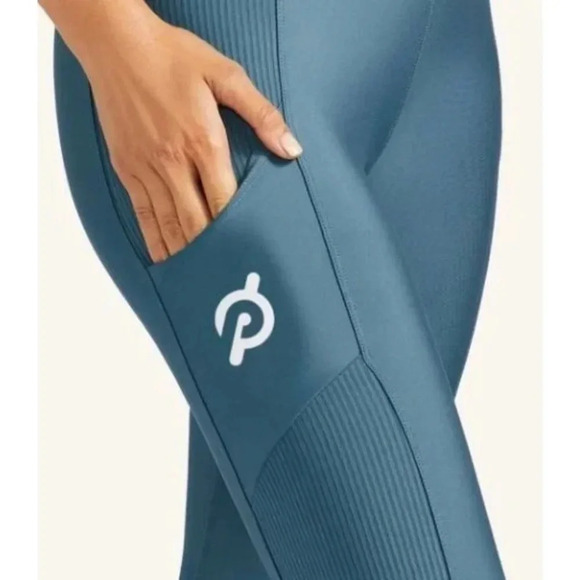 Peloton Teal High Rise Show Up Pocket Leggings-sz Large - Picture 2 of 10